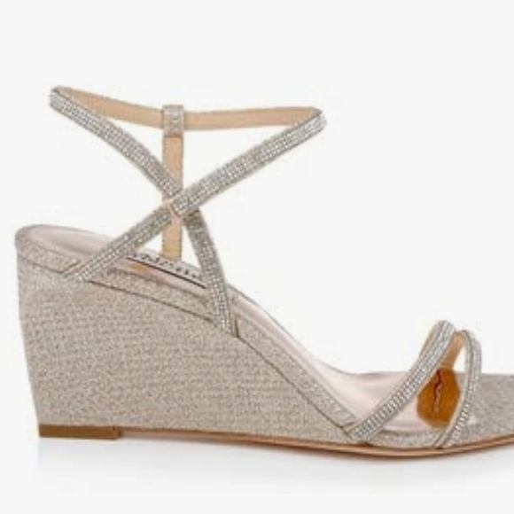 Badgley Mischka Unity Wedge Wedding Bridal Party Sandal Size 12 - Picture 3 of 13